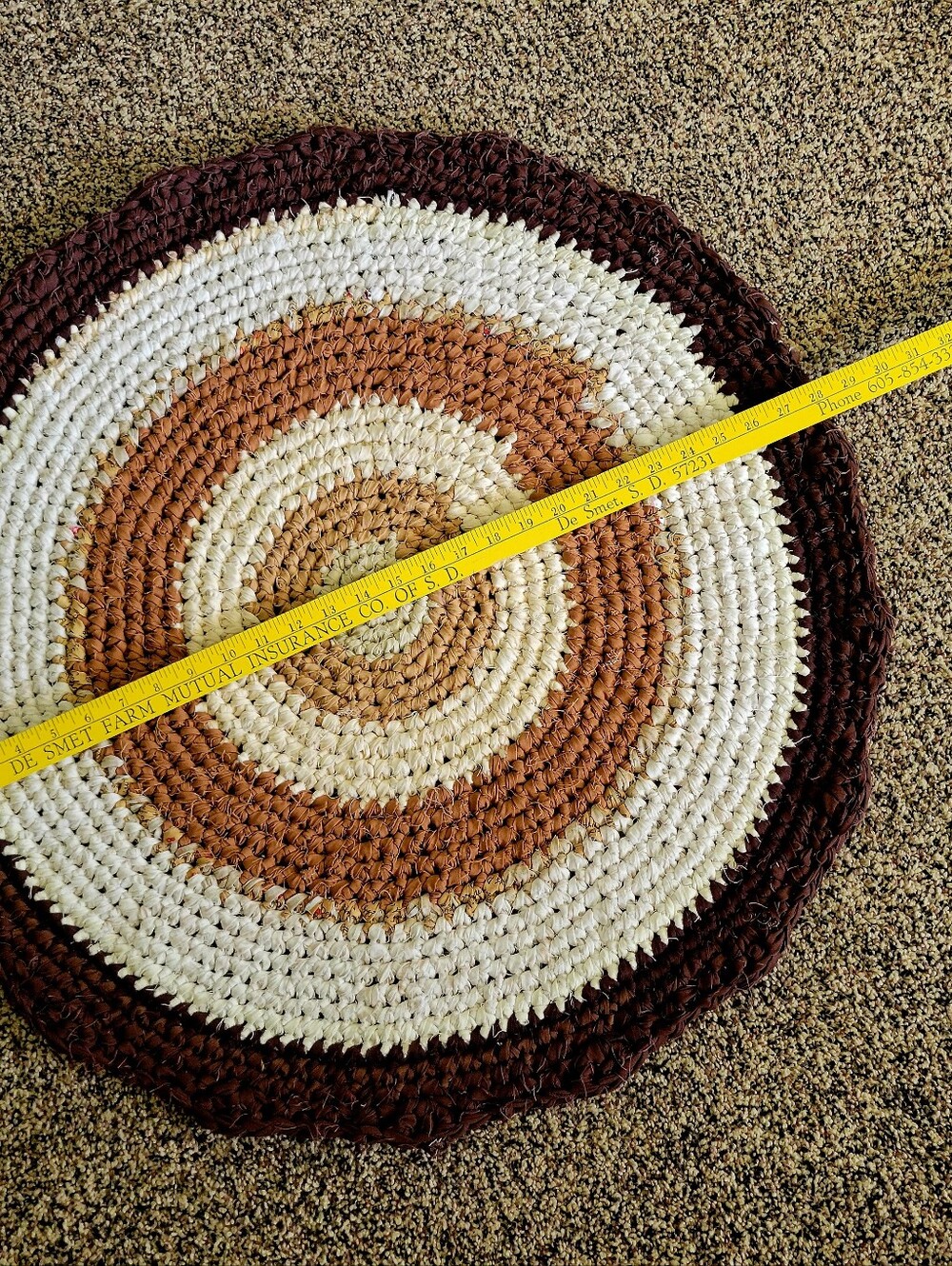 Handcrafted Round Rug - Cream, Tan, Brown - Picture 2 of 2
